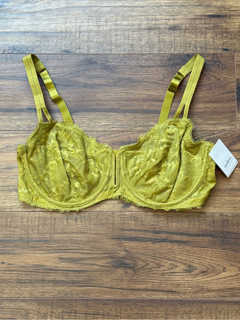Auden Women’s Unlined Lace Balconette Coverage Underwire Bra Green Size 36C NWT